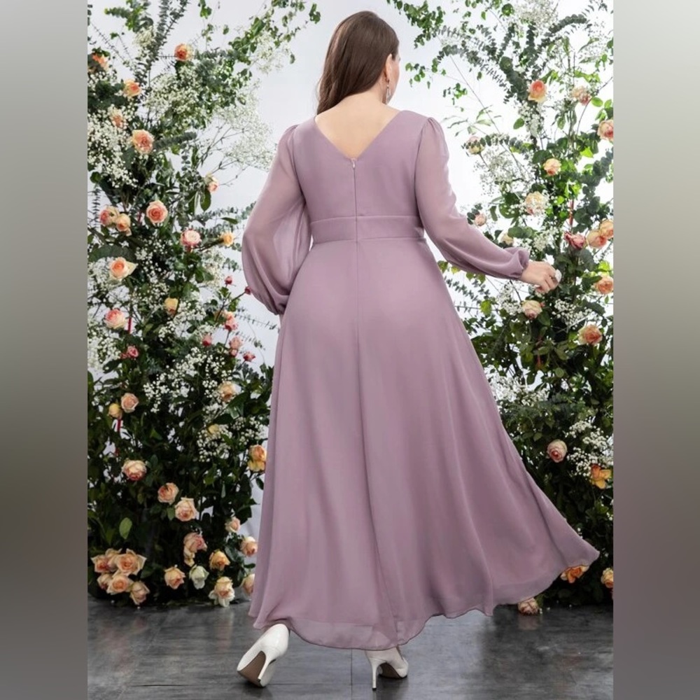 SHEIN Belle Plus Surplice Front Bishop Sleeve Chiffon - Picture 3 of 6